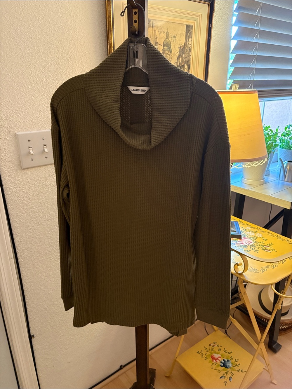 Lands' End Olive Cowl Neck Women's Sweater